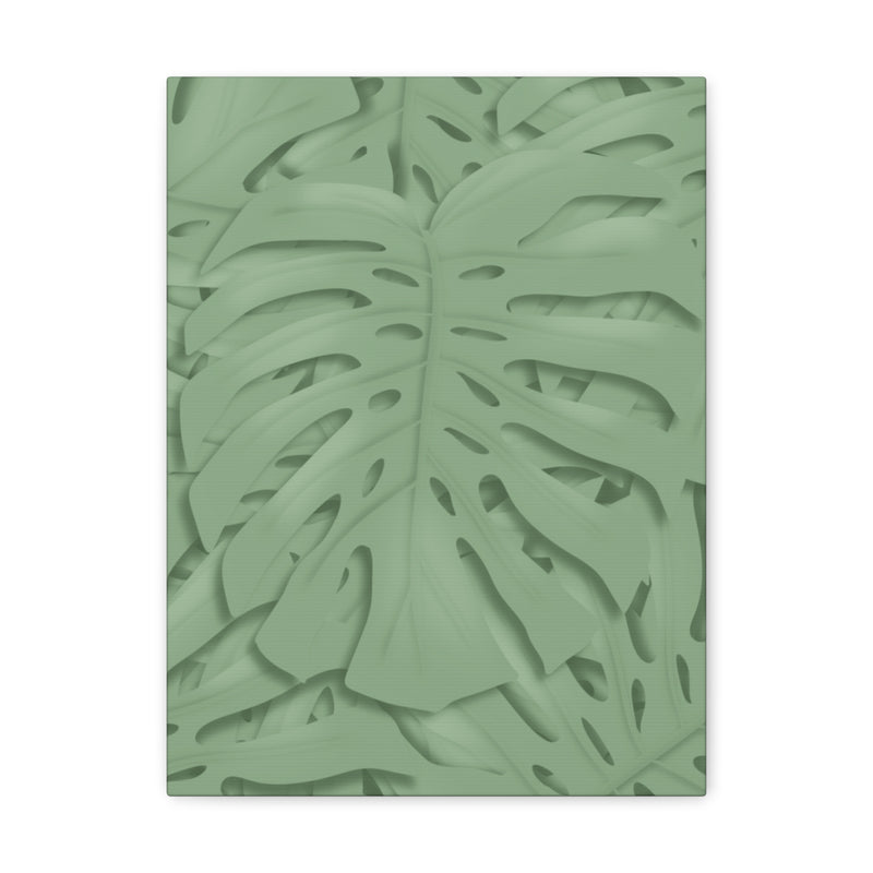 Deep Sage Monstera Canvas