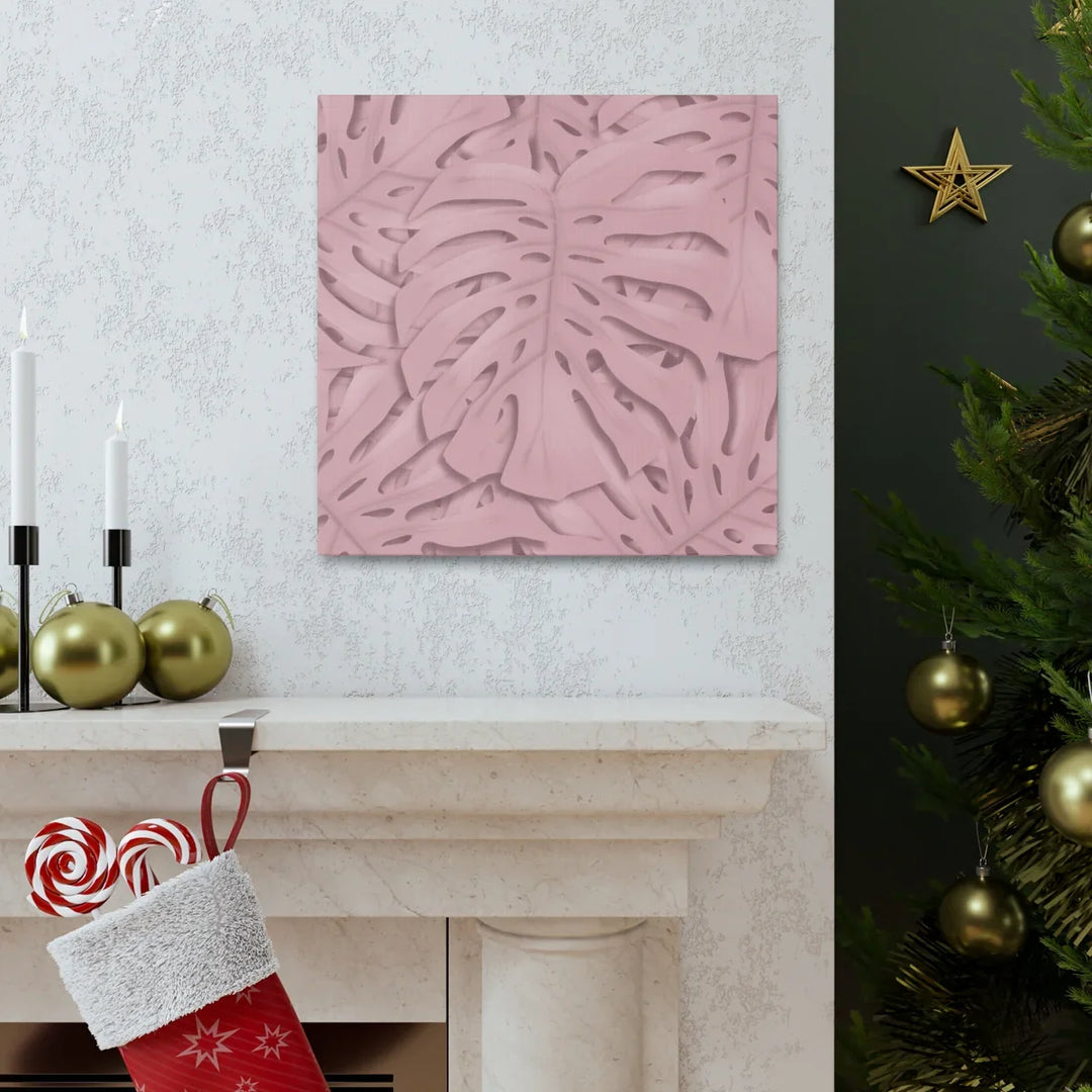 Monstera Canvas Art | Pink Wall Art - Botanical Wall Decor on Stretched Cotton Canvas Print