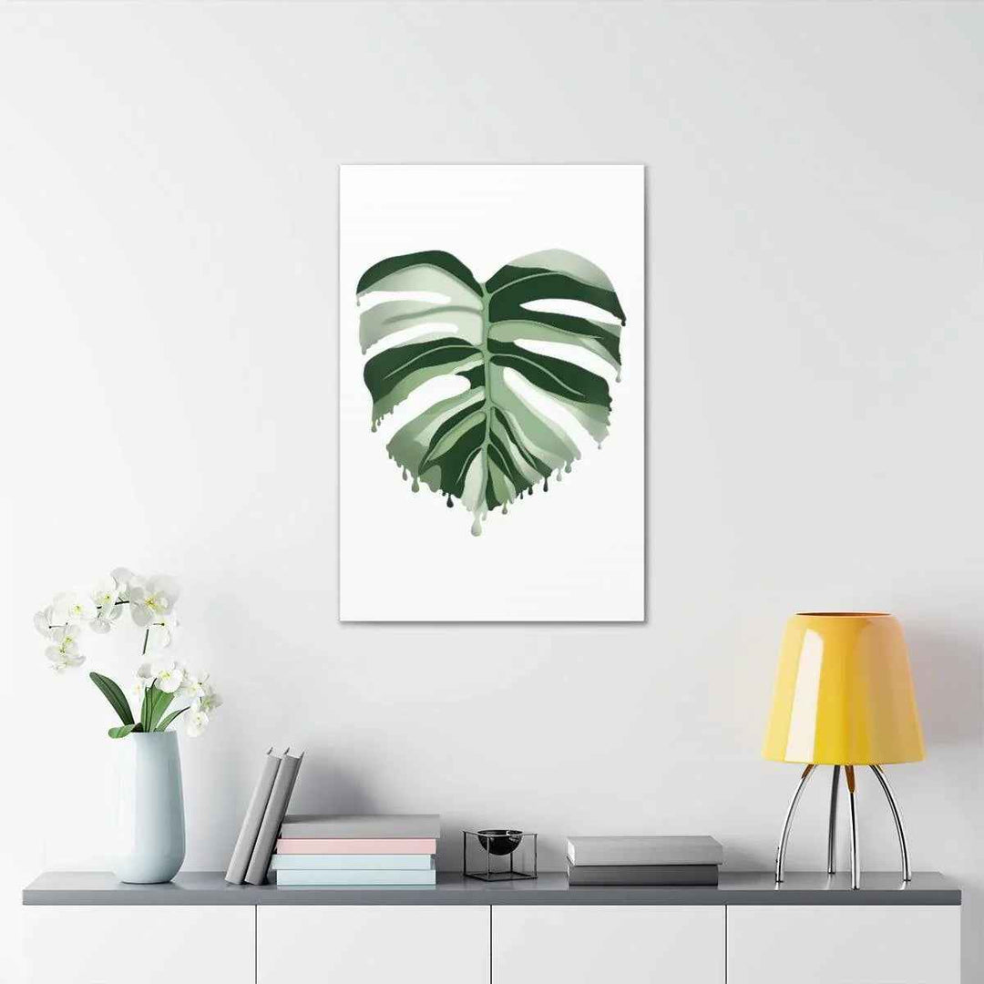 Melting Monstera Albo Canvas | Large Botanical Canvas Art Print With Matte Finish
