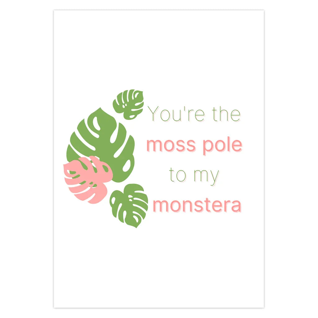 Monstera Valentines Card – Floral Botanical Greeting With White Envelope