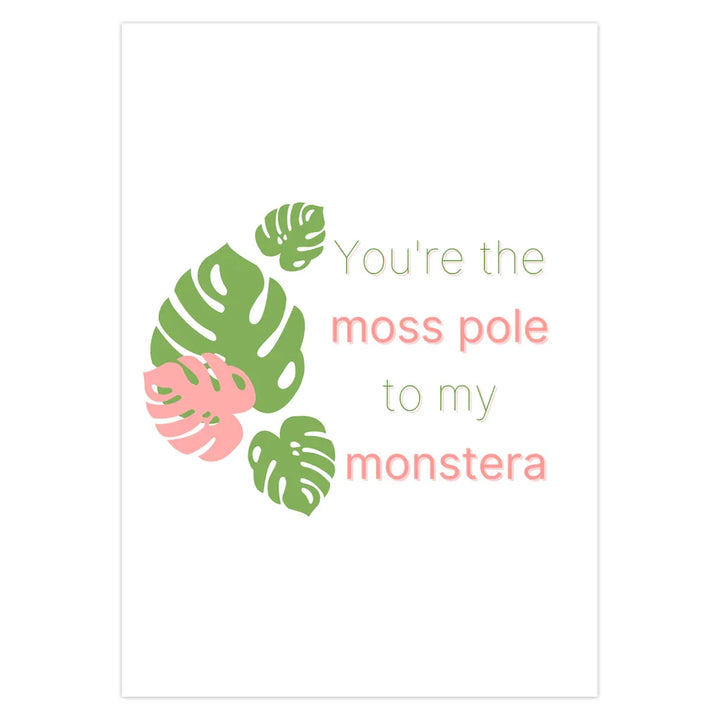Monstera Valentines Card – Floral Botanical Greeting With White Envelope