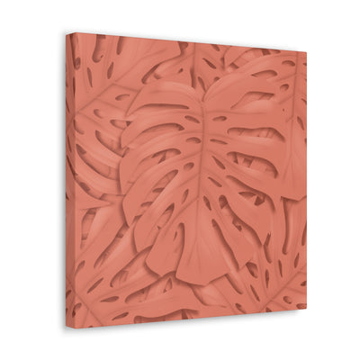 Coral Monstera Canvas