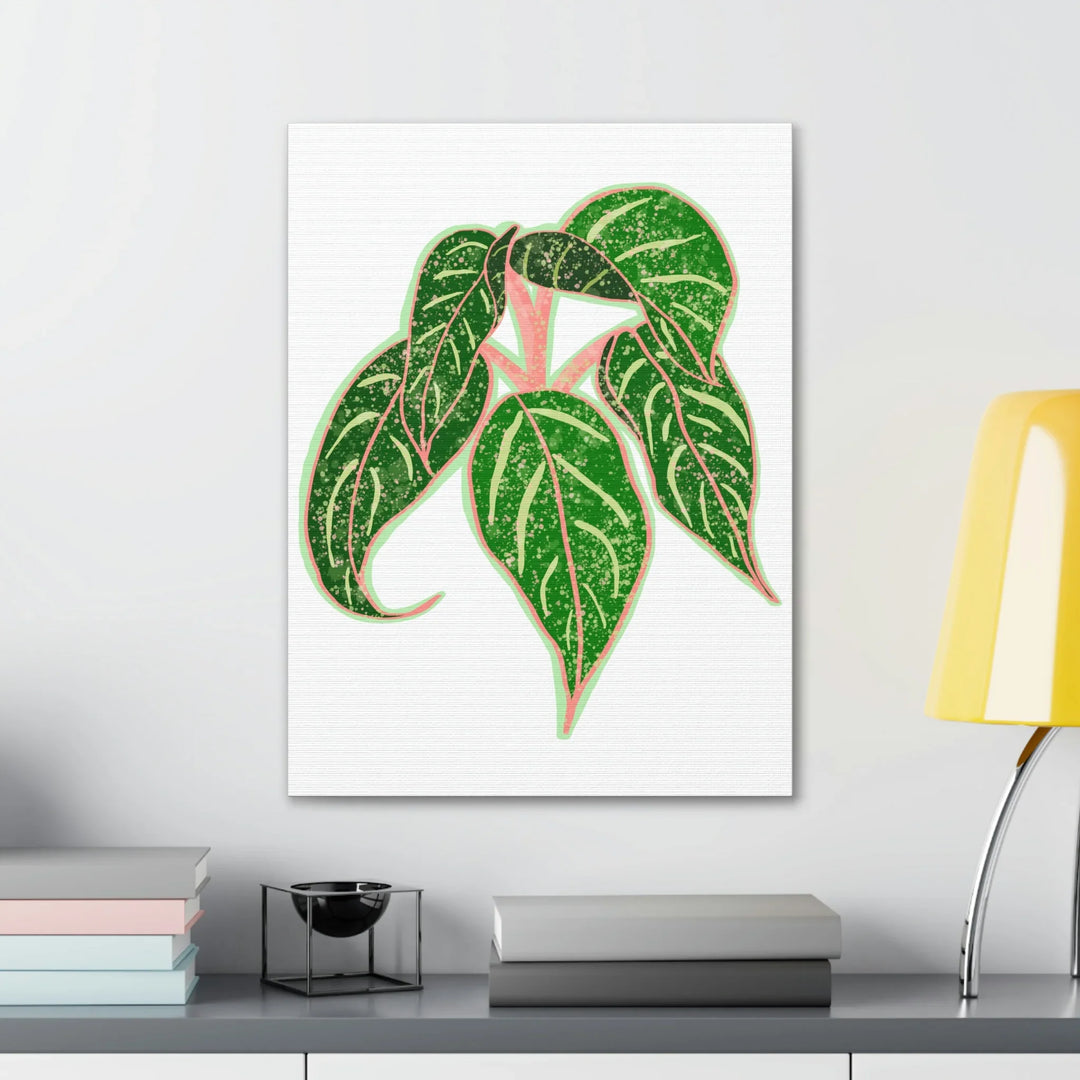 Aglaonema Plant Canvas | Sparkling Plant Artwork - Colorfast Canvas Art Print Decor