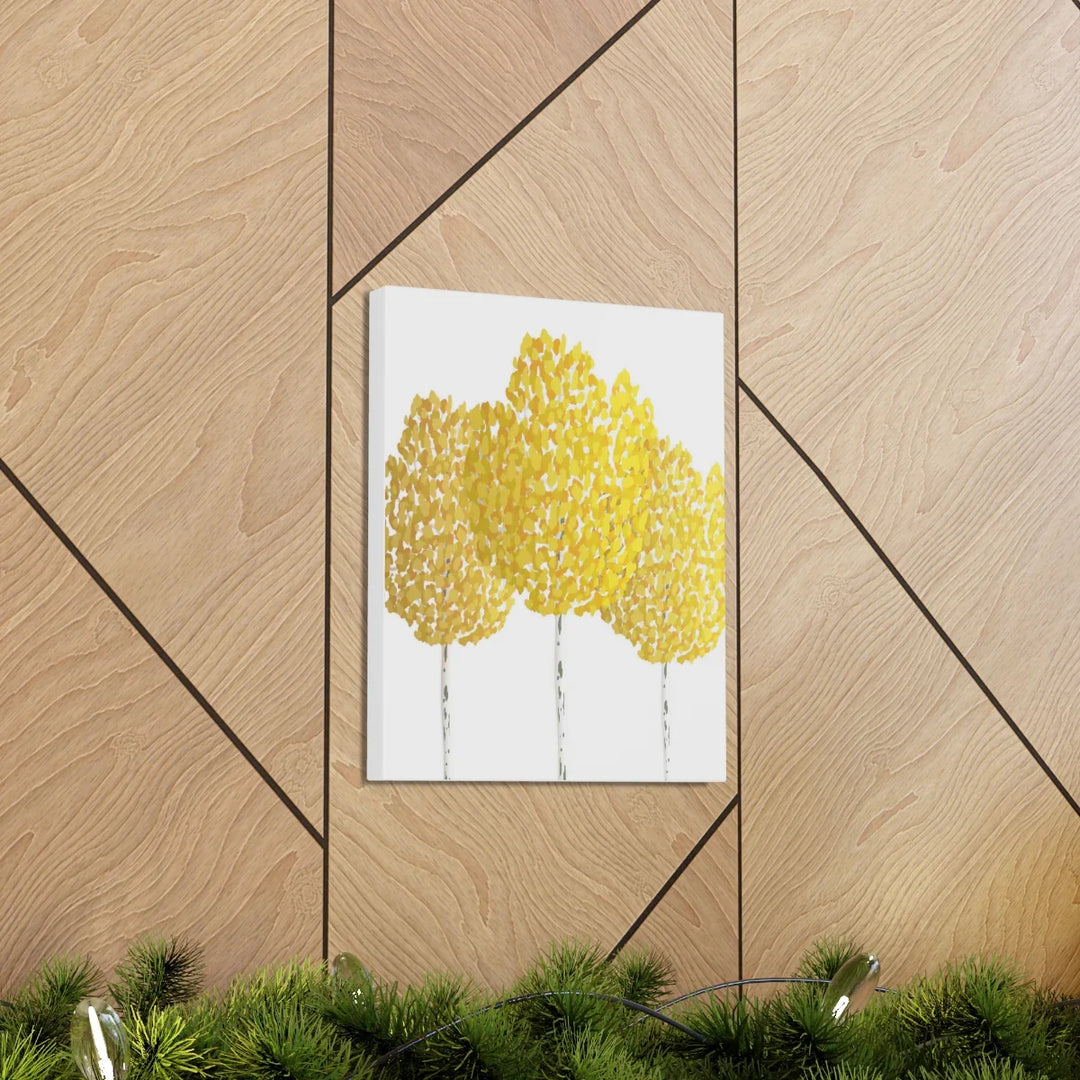 Fall Aspen Canvas - Stretched Cotton Canvas Art Print With Yellow Fall Foliage