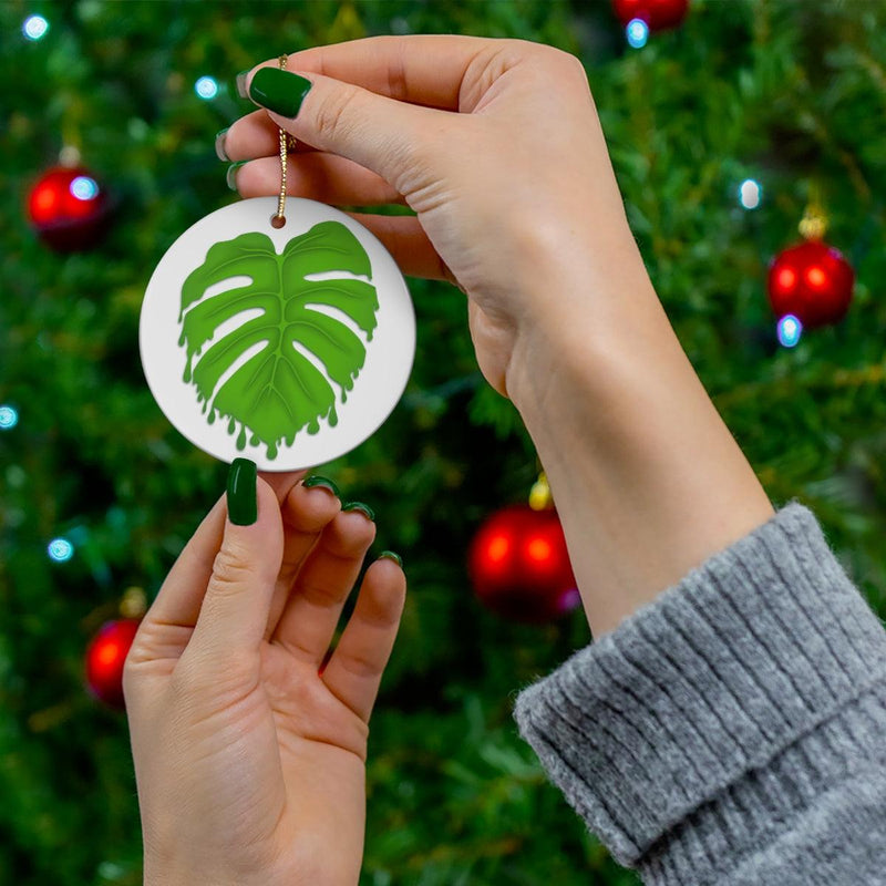 Melting Monstera Ceramic Ornament, Home Decor, Laura Christine Photography & Design, Ceramic, Christmas, Glossy, Holiday Picks, Home & Living, ornament, Ornaments, Seasonal Decorations, Laura Christine Photography & Design, laurachristinedesign.com