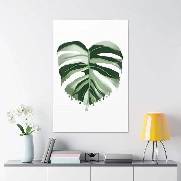 Melting Monstera Albo Canvas | Large Botanical Canvas Art Print With Matte Finish - Laura Christine Photography & Design