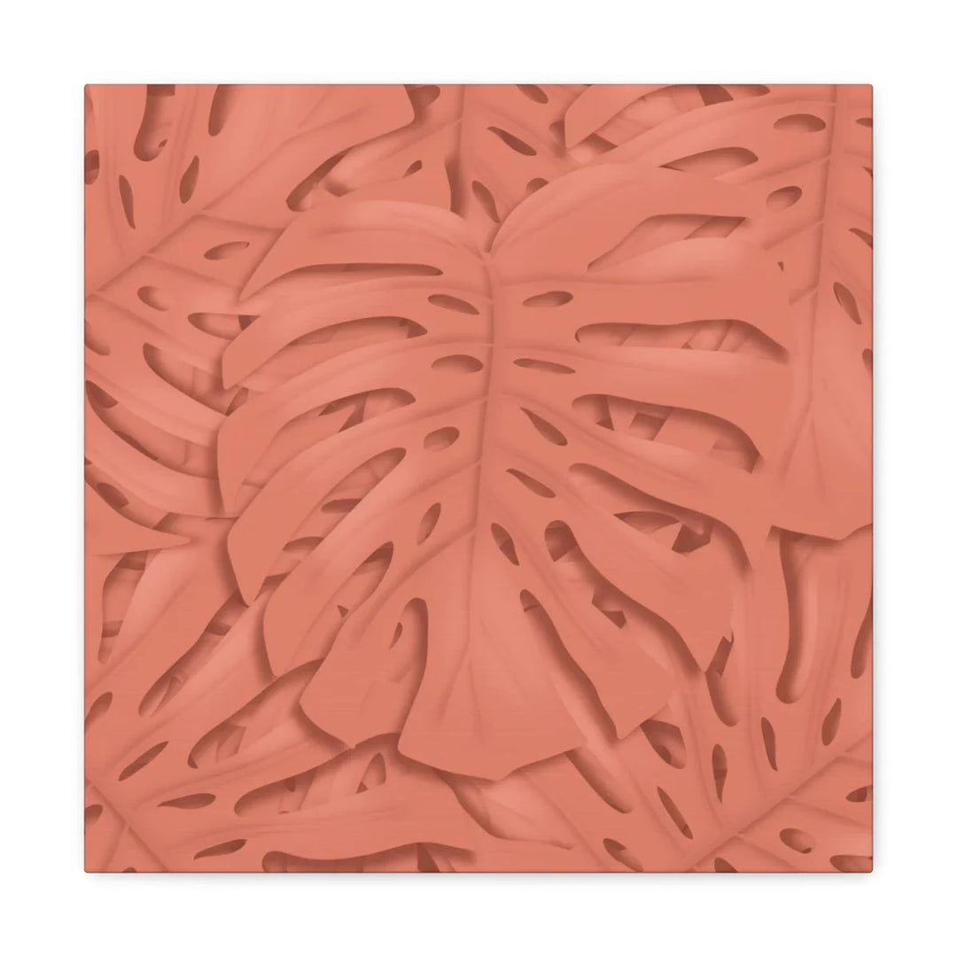 Coral Monstera Canvas - Botanical Canvas Art Print With Matte Finish & Durable Cotton