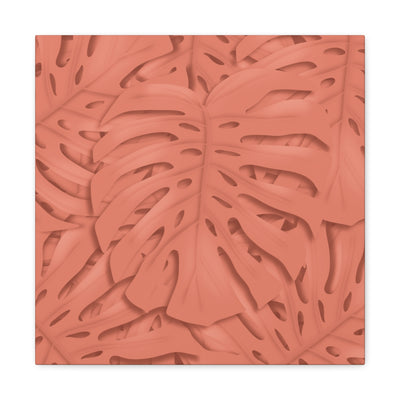 Coral Monstera Canvas