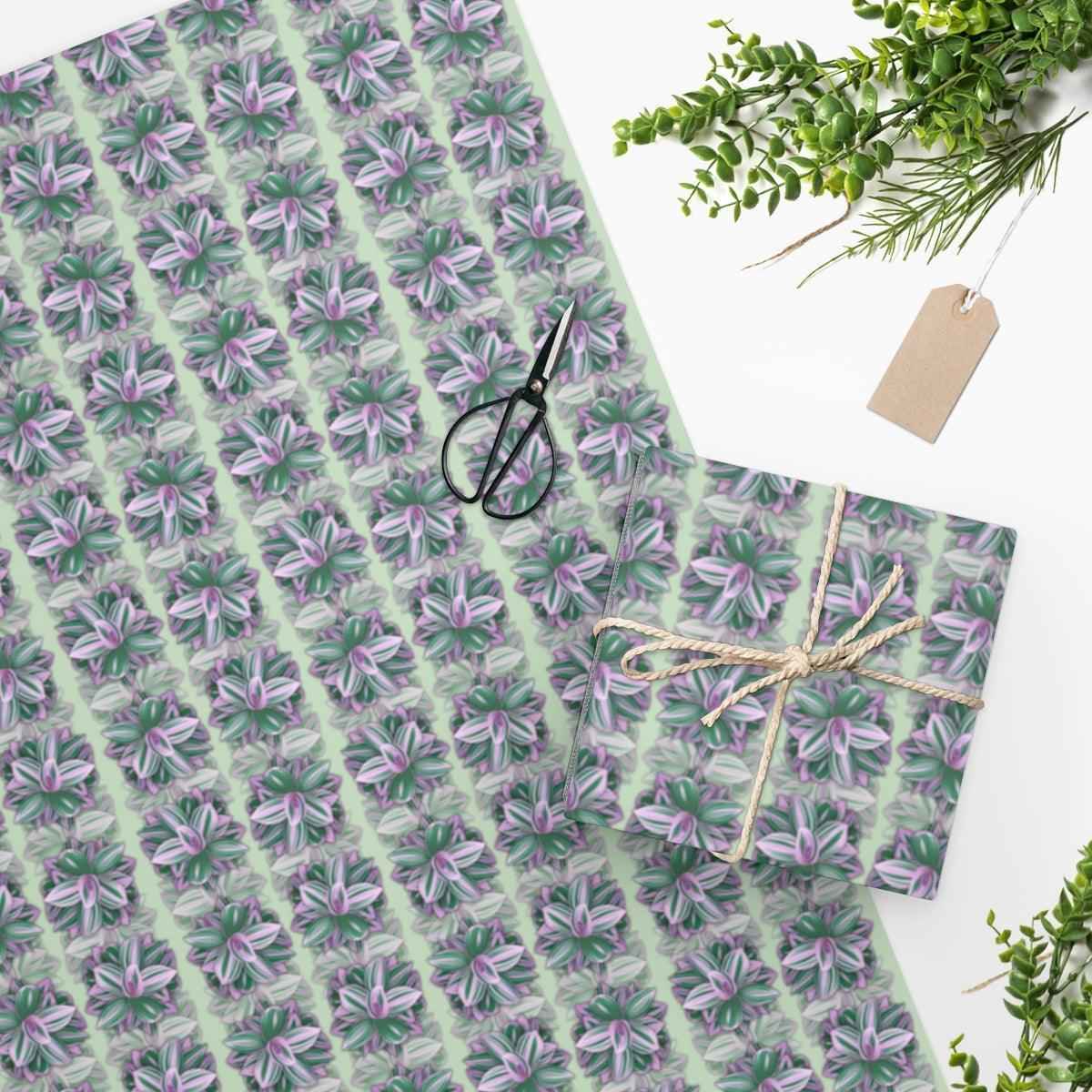 Tradescantia Nanouk Wrapping Paper - Premium Gloss Floral Gift Wrap with Pink Variegated Leaves