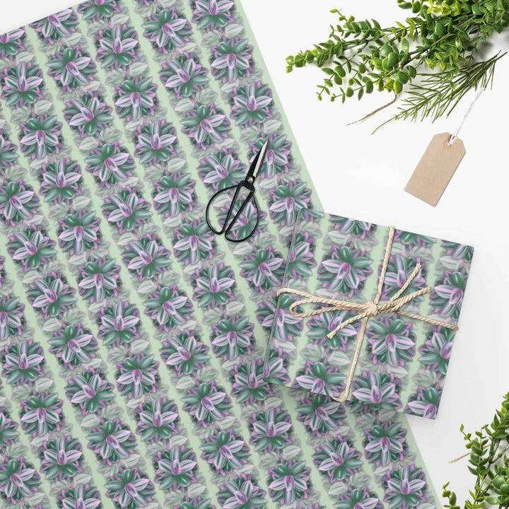 Tradescantia Nanouk Wrapping Paper - Premium Gloss Floral Gift Wrap with Pink Variegated Leaves