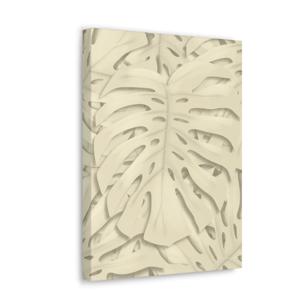 Monstera Canvas Print – Durable Cotton Stretched Canvas Art Print | Beige Botanical Wall Decor