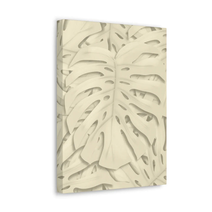 Monstera Canvas Print – Durable Cotton Stretched Canvas Art Print | Beige Botanical Wall Decor