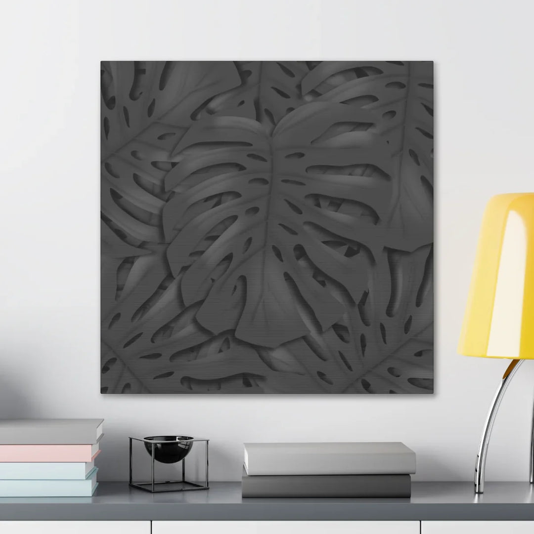 Monstera Canvas Art – Charcoal Leaf Canvas Art Print | Durable Matte Cotton Wall Decor