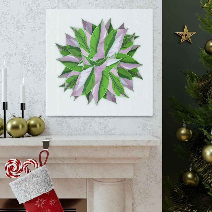 Tricolor Syngonium Canvas - Durable Canvas Art Print With Matte Finish & Botanical Design