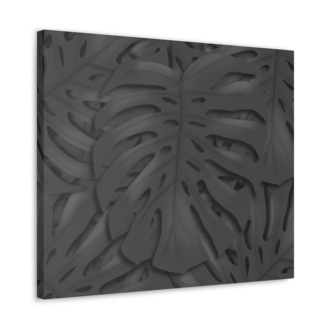 Monstera Canvas Art – Charcoal Leaf Canvas Art Print | Durable Matte Cotton Wall Decor