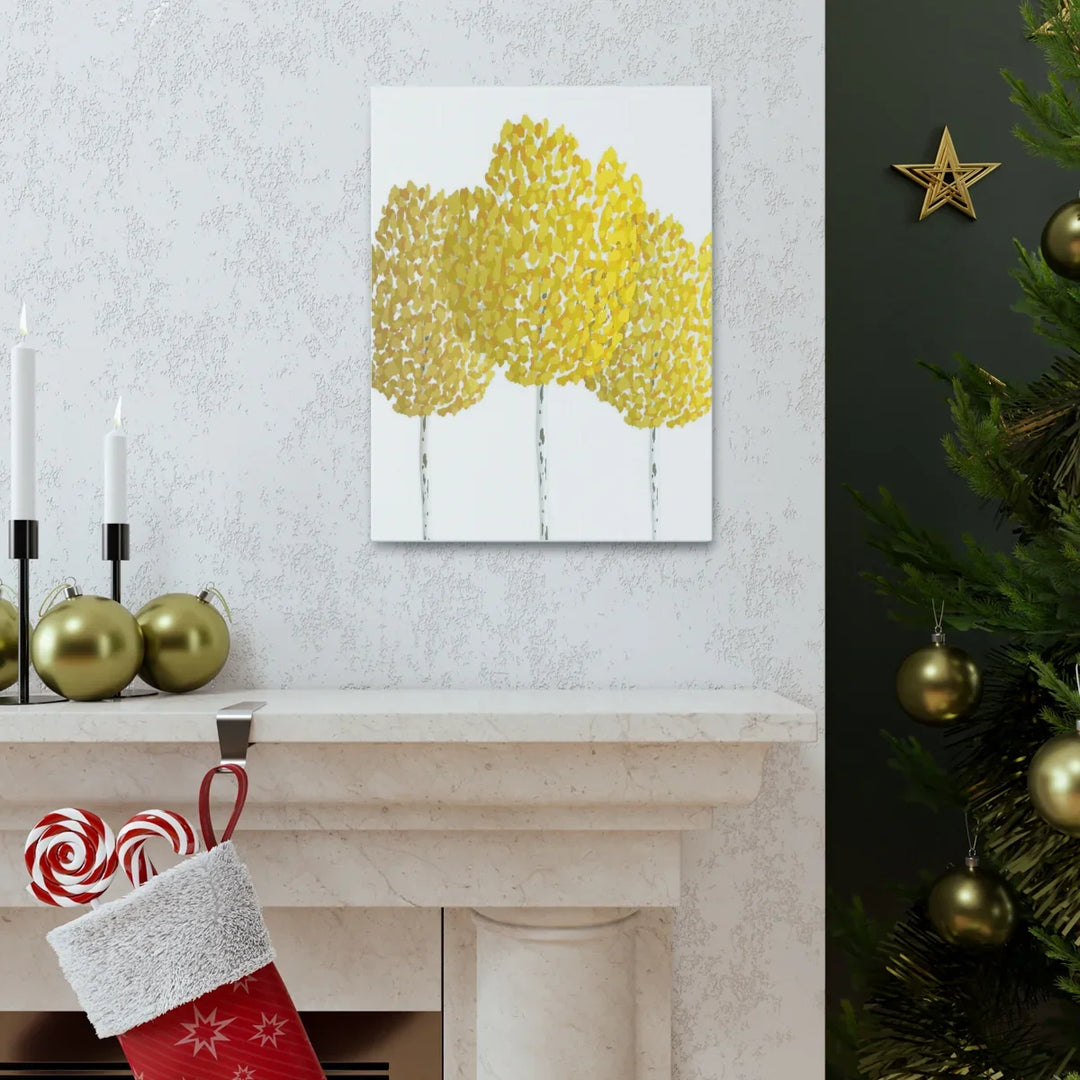 Fall Aspen Canvas - Stretched Cotton Canvas Art Print With Yellow Fall Foliage