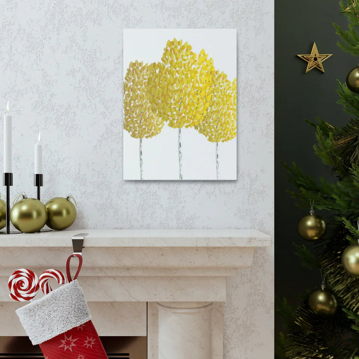 Fall Aspen Canvas - Stretched Cotton Canvas Art Print With Yellow Fall Foliage