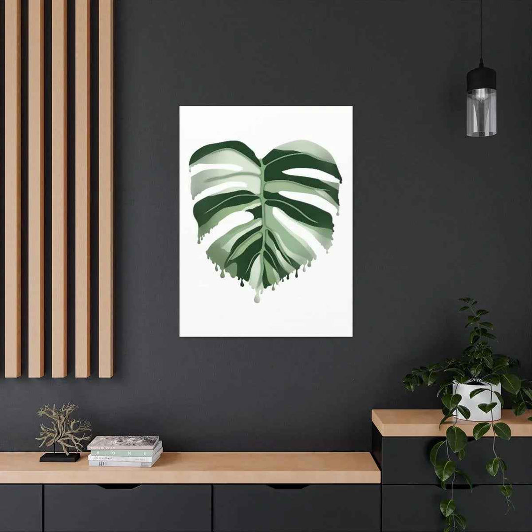 Melting Monstera Albo Canvas | Large Botanical Canvas Art Print With Matte Finish