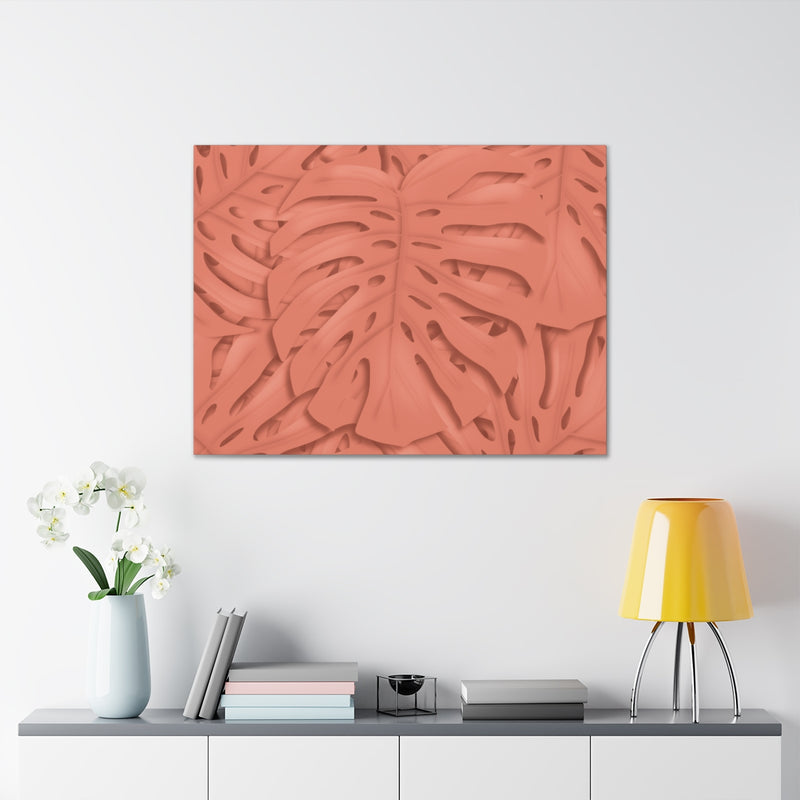 Coral Monstera Canvas