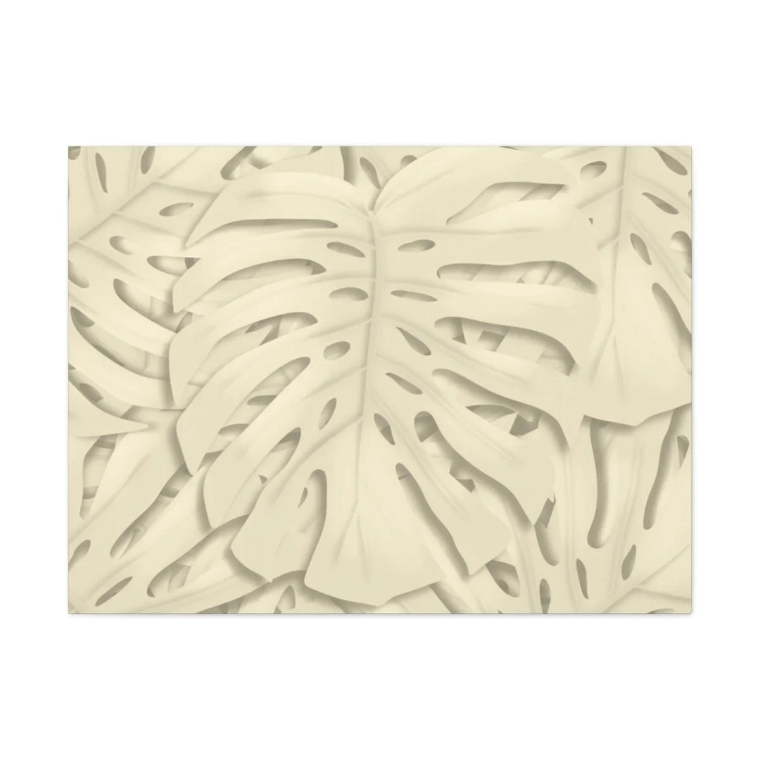 Monstera Canvas Print – Durable Cotton Stretched Canvas Art Print | Beige Botanical Wall Decor