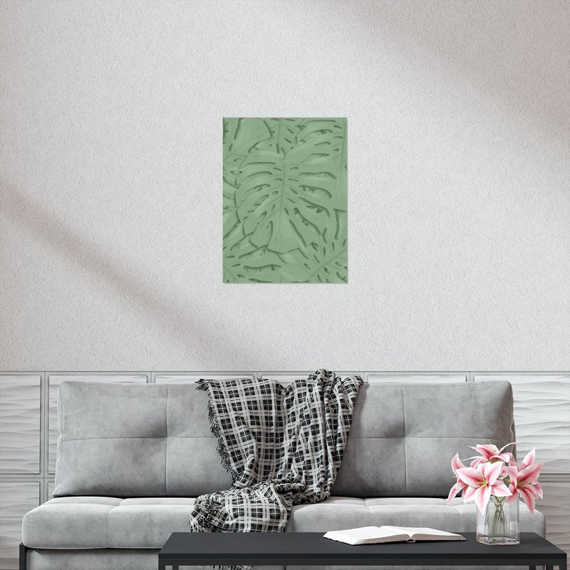 Deep Sage Monstera Pattern Print, Poster, Laura Christine Photography & Design, Back to School, Home & Living, Indoor, Matte, Paper, Posters, Valentine&