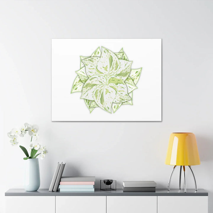 Snow Queen Pothos Canvas – Variegated Leaf Canvas Art Print | Durable Cotton - Laura Christine Photography & Design