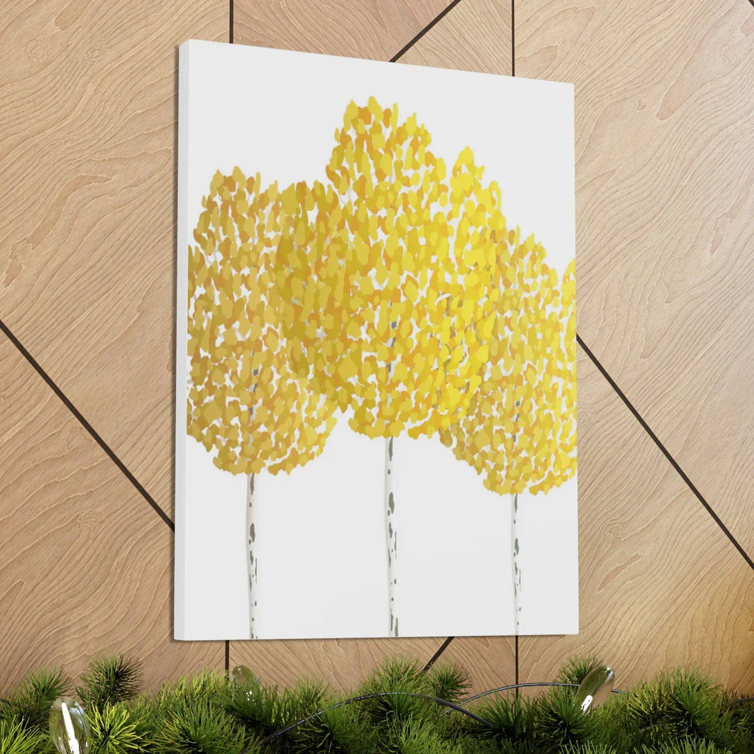 Fall Aspen Canvas - Stretched Cotton Canvas Art Print With Yellow Fall Foliage