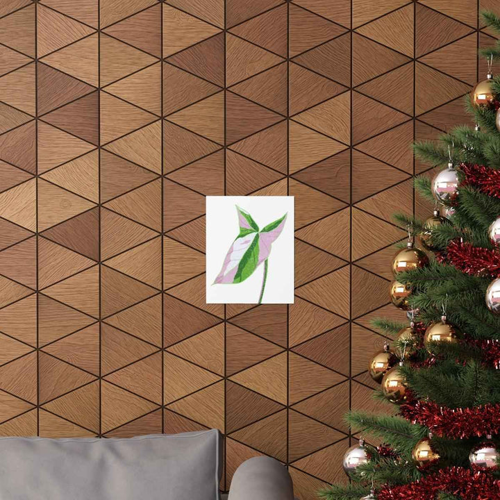 Syngonium Tricolor Print – Botanical Wall Art | Variegated Leaf Poster Unframed