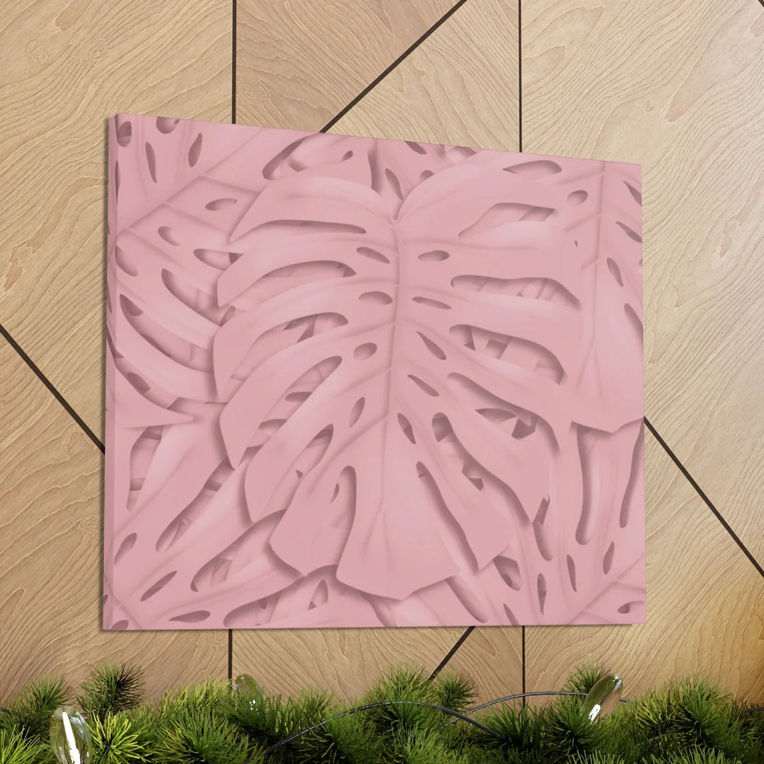 Monstera Canvas Art | Pink Wall Art - Botanical Wall Decor on Stretched Cotton Canvas Print
