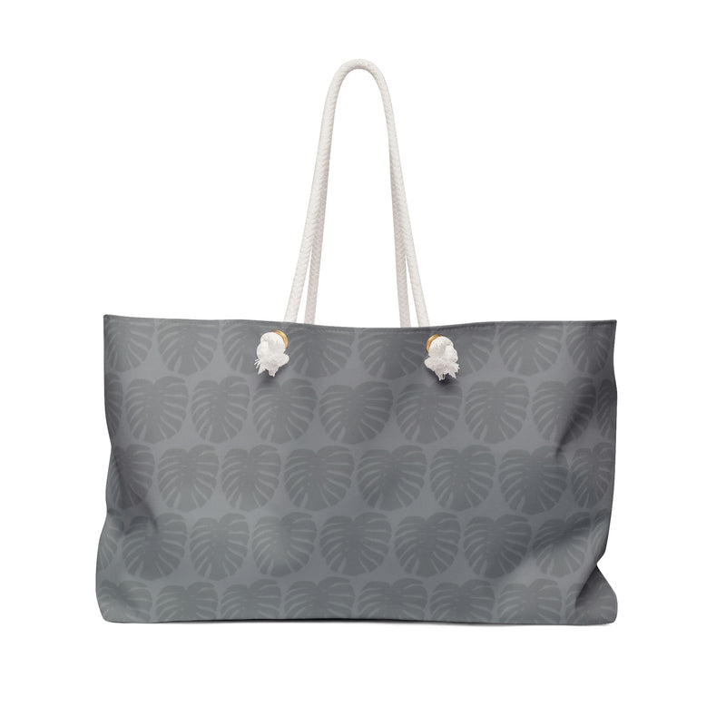 Dark Gray Monstera Pattern Weekender Bag