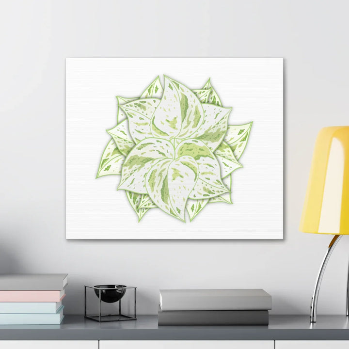 Snow Queen Pothos Canvas – Variegated Leaf Canvas Art Print | Durable Cotton - Laura Christine Photography & Design