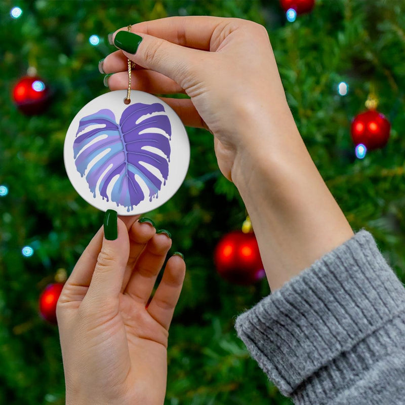 Melting Monstera Purple Ceramic Ornament, Home Decor, Laura Christine Photography & Design, Ceramic, Christmas, Glossy, Holiday Picks, Home & Living, ornament, Ornaments, Seasonal Decorations, Laura Christine Photography & Design, laurachristinedesign.com