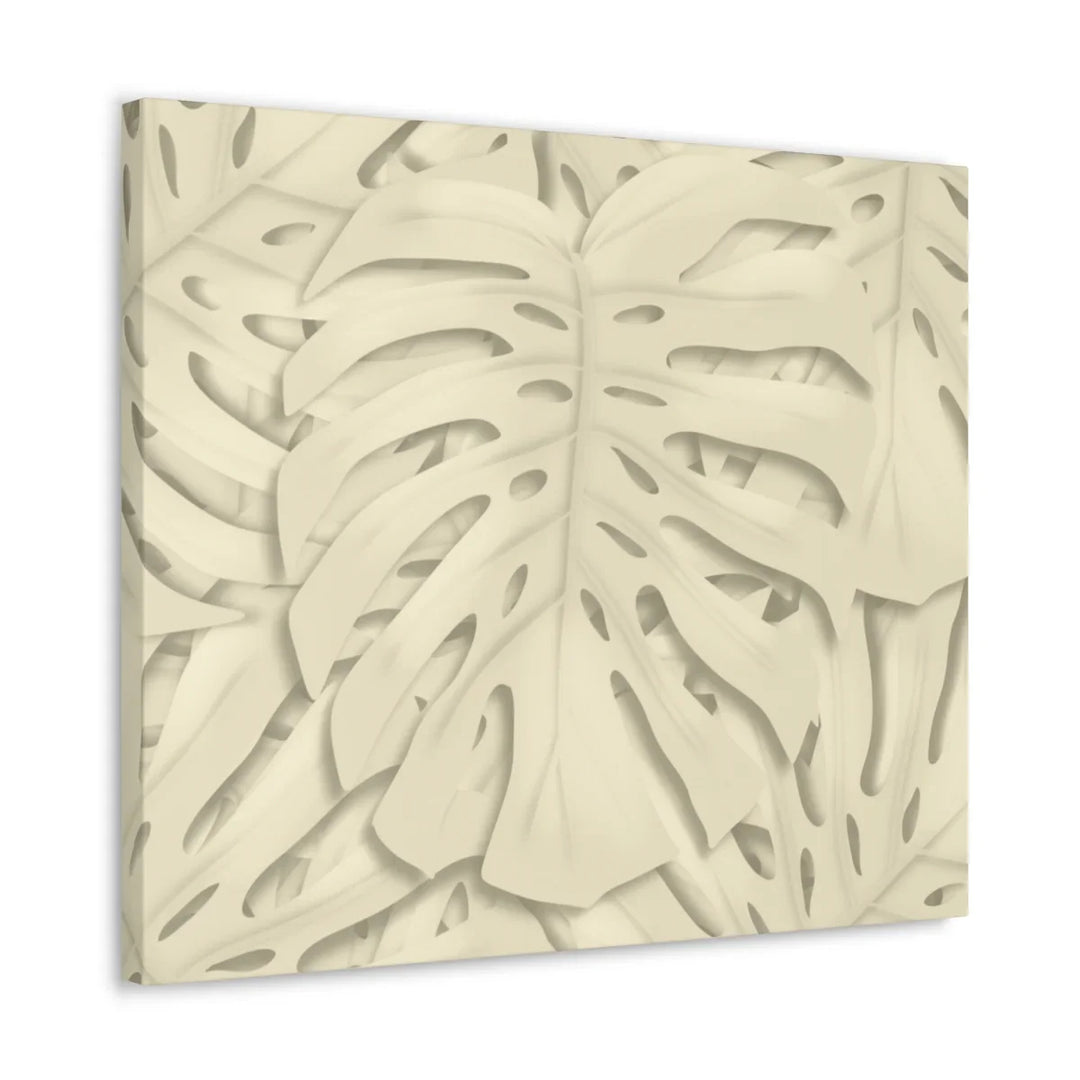Monstera Canvas Print – Durable Cotton Stretched Canvas Art Print | Beige Botanical Wall Decor