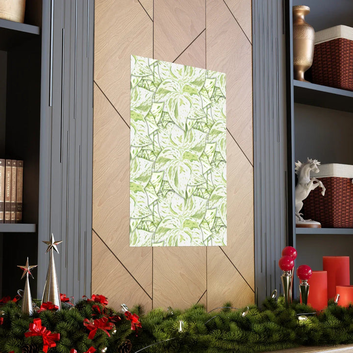 Snow Queen Pothos Print – Variegated Botanical Wall Art on Museum-Grade Paper Unframed