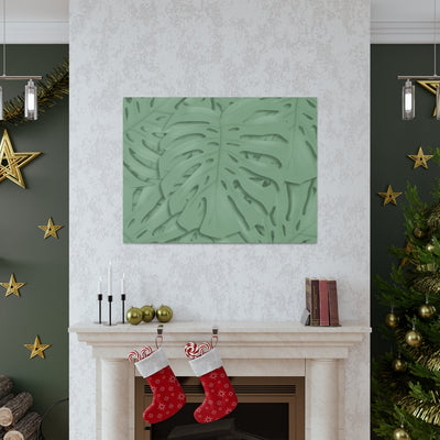 Deep Sage Monstera Canvas