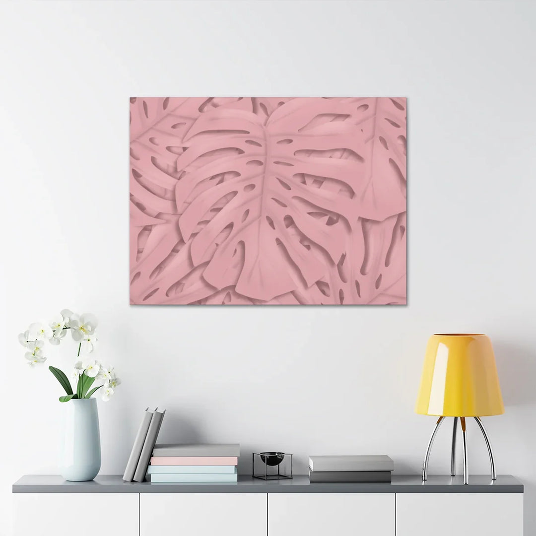 Monstera Canvas Art | Pink Wall Art - Botanical Wall Decor on Stretched Cotton Canvas Print