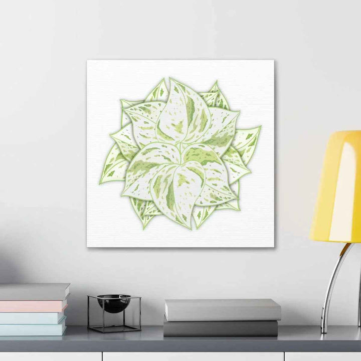 Snow Queen Pothos Canvas – Variegated Leaf Canvas Art Print | Durable Cotton