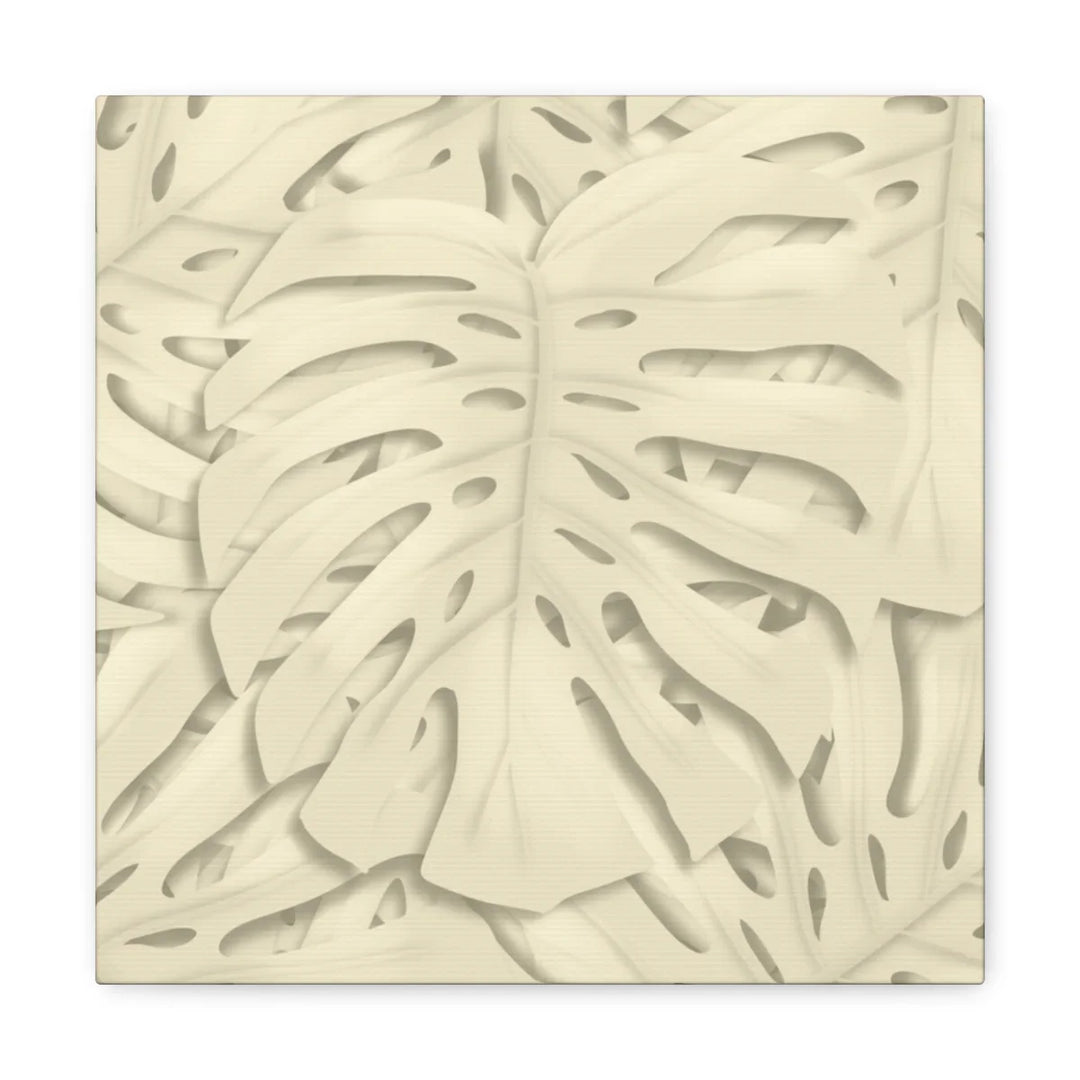 Monstera Canvas Print – Durable Cotton Stretched Canvas Art Print | Beige Botanical Wall Decor