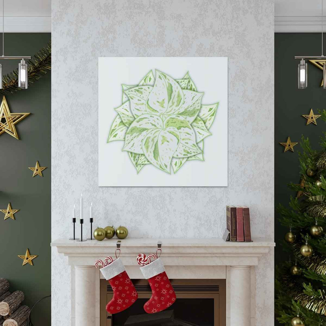 Snow Queen Pothos Canvas – Variegated Leaf Canvas Art Print | Durable Cotton
