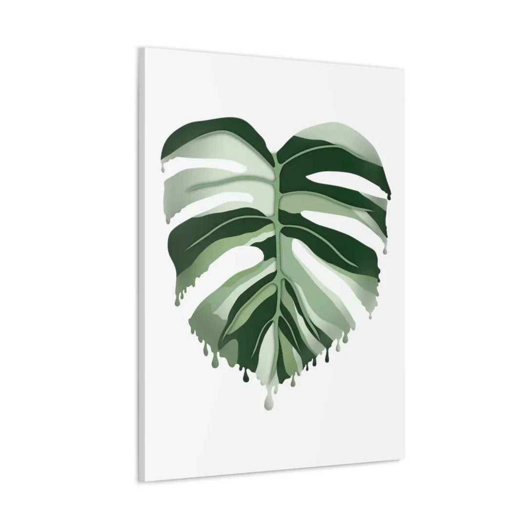 Melting Monstera Albo Canvas | Large Botanical Canvas Art Print With Matte Finish