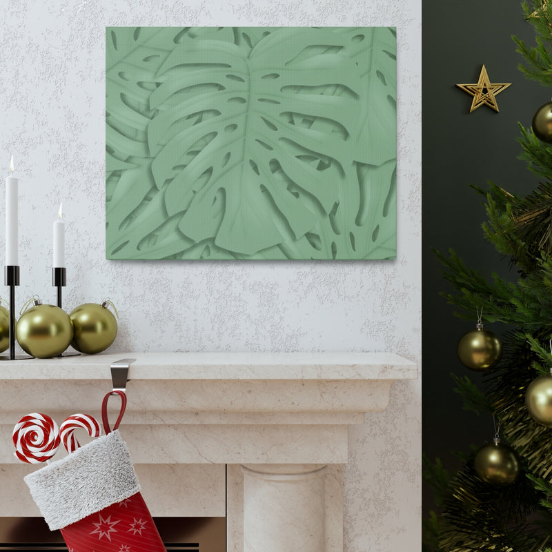 Deep Sage Monstera Canvas