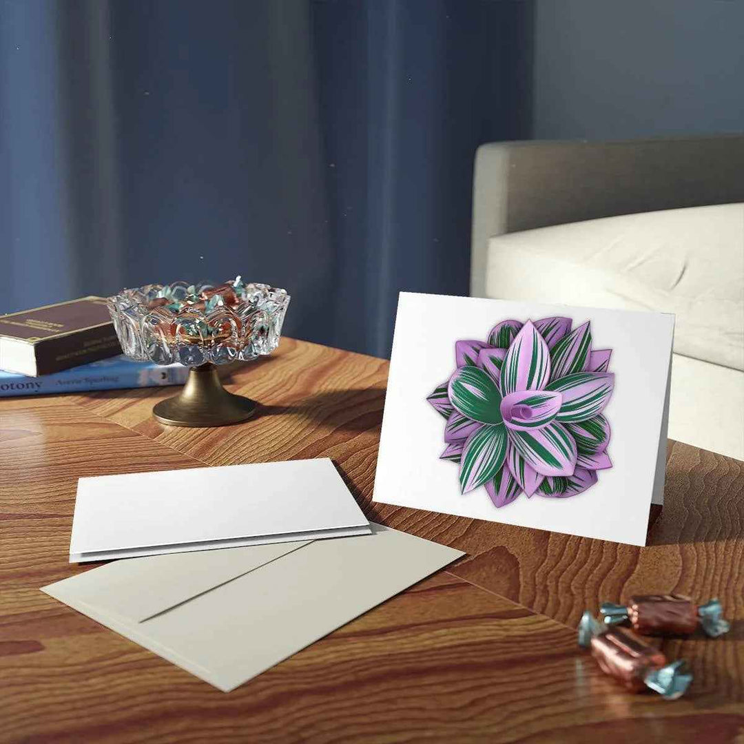 Tradescantia Nanouk Card – Floral Greeting Card with Colorful Variegated Foliage