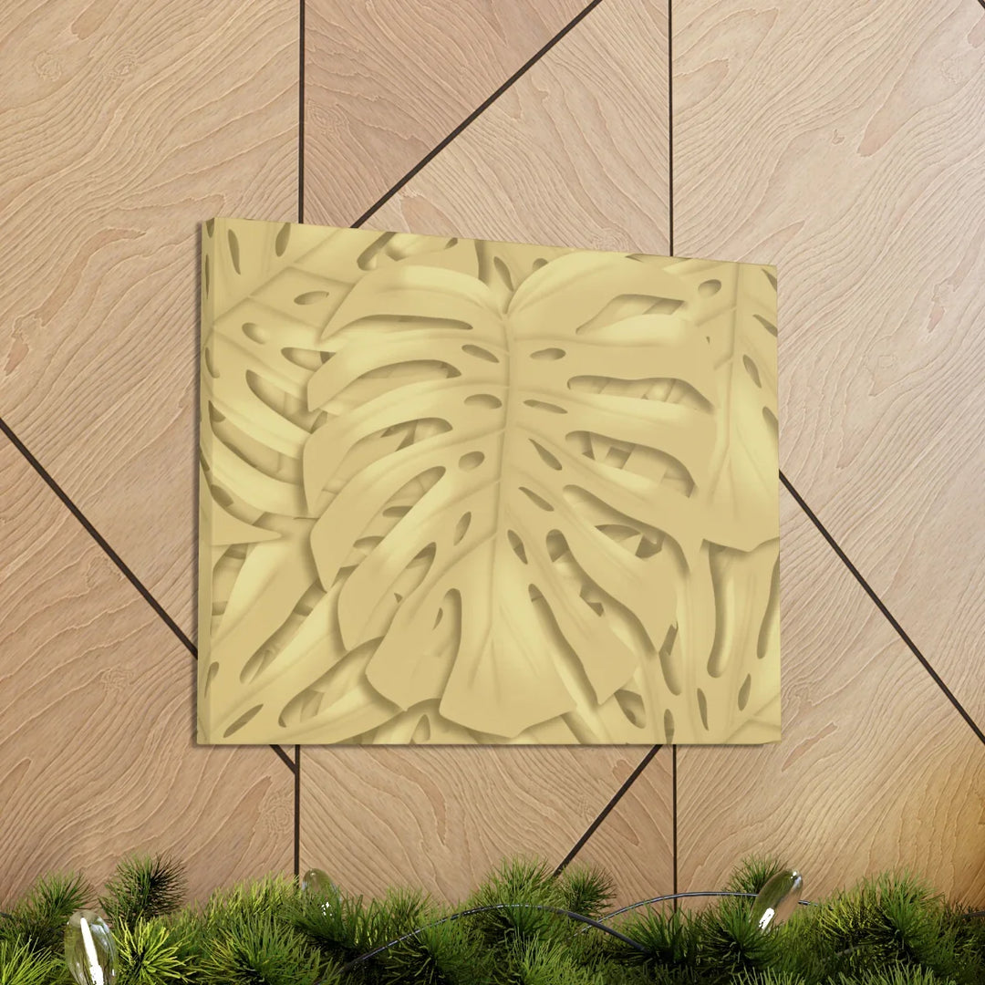 Golden Monstera Canvas - Indoor Wall Art | Durable Matte Finish Canvas Art Print