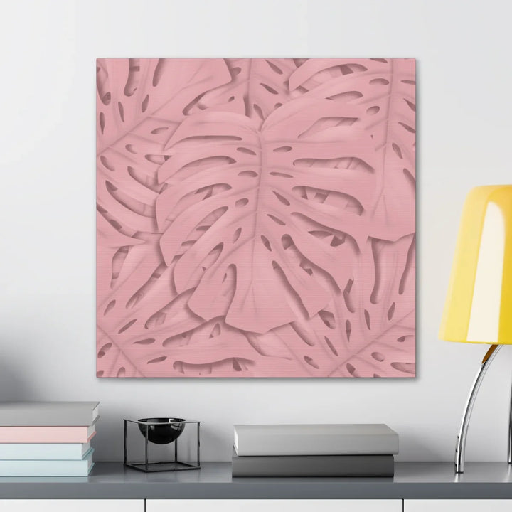 Monstera Canvas Art | Pink Wall Art - Botanical Wall Decor on Stretched Cotton Canvas Print