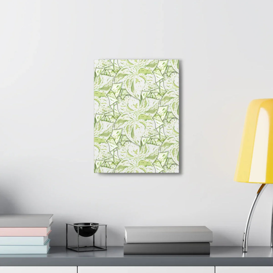 Snow Queen Pothos Canvas – Matte Finish Canvas Art Print | Variegated Botanical Wall Decor