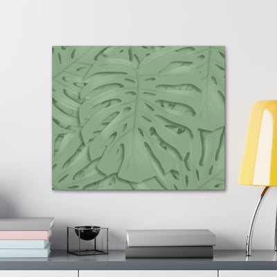 Deep Sage Monstera Canvas