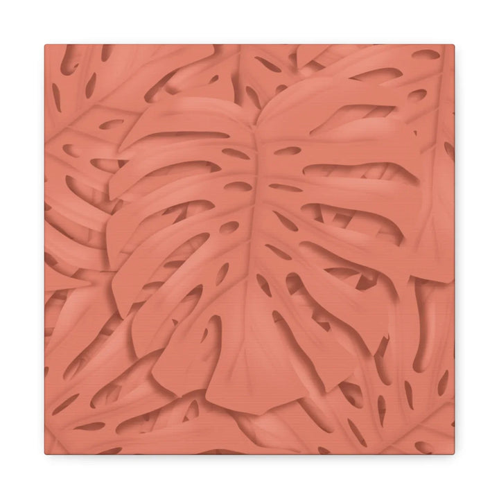 Coral Monstera Canvas - Botanical Canvas Art Print With Matte Finish & Durable Cotton