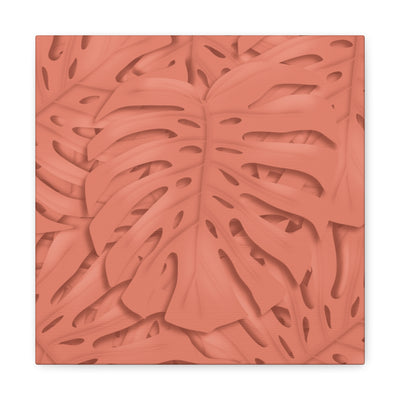 Coral Monstera Canvas