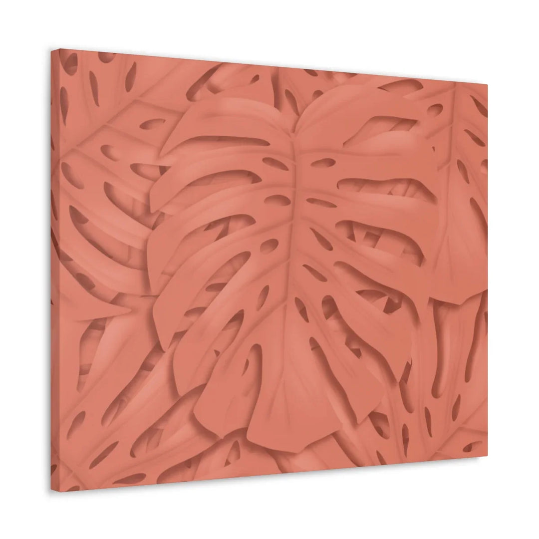 Coral Monstera Canvas - Botanical Canvas Art Print With Matte Finish & Durable Cotton