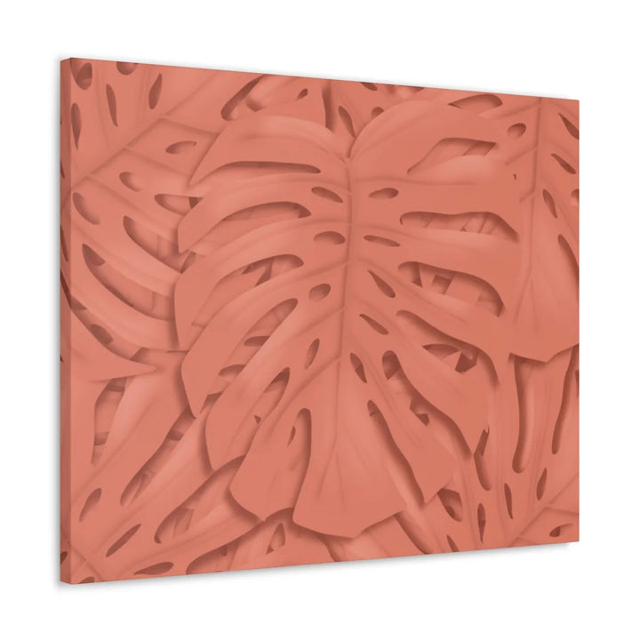 Coral Monstera Canvas - Botanical Canvas Art Print With Matte Finish & Durable Cotton